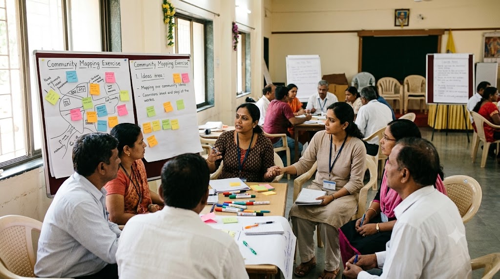 Capacity Building Programme Navnirman Savitri Phule Foundation Dattatray Gurav Chetan Wagh Sudarshan Chemicals Swades BOSCH India Foundation Apnalaya CORO India Abhivyakti AROEHAN Pride India Water for All Maharashtra